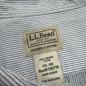 LL Bean Shirt Mens XXL Button Down Seersucker Short Sleeve Striped Organic 2XL
